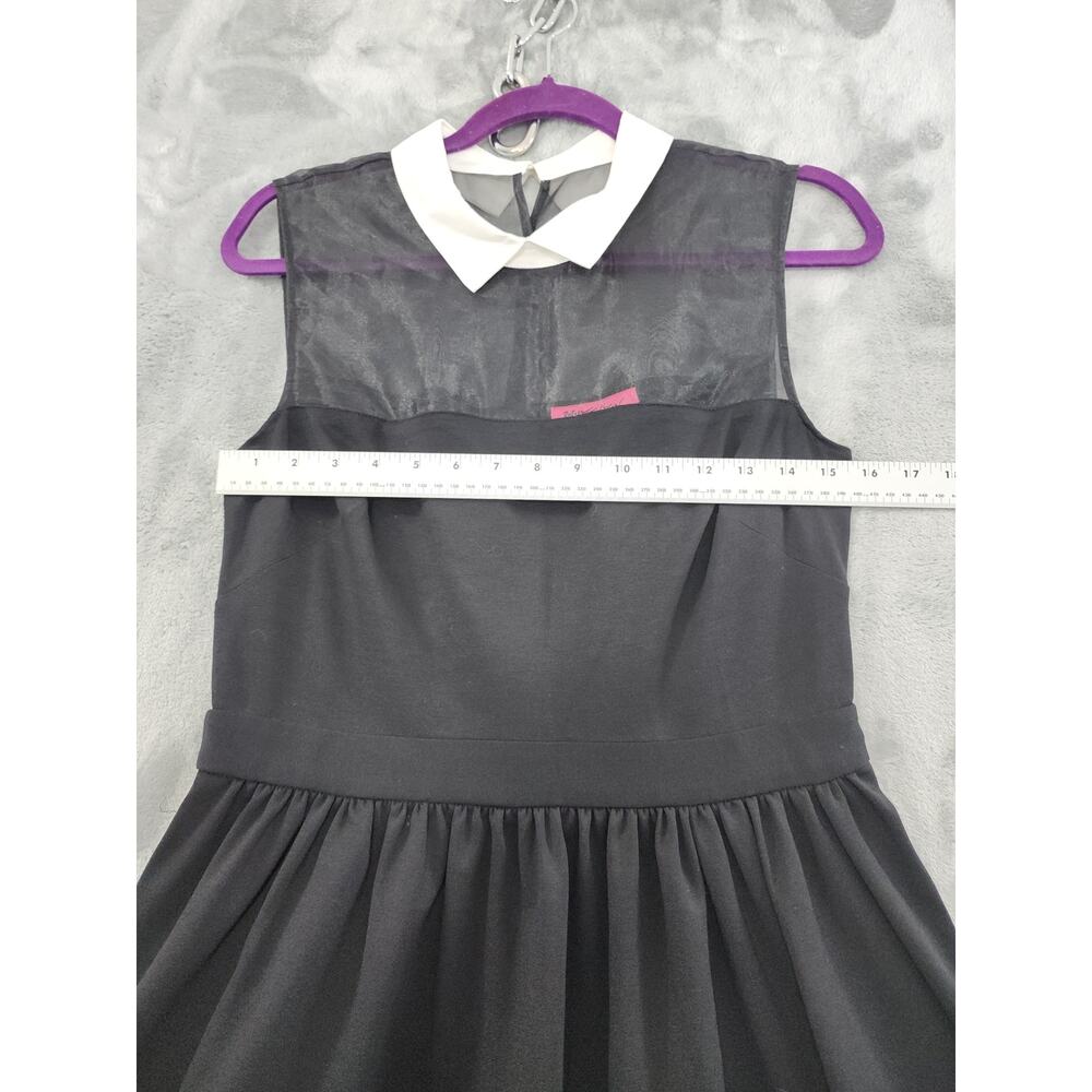 Betsey Johnson Sleeveless Collared Sheer‎ Midi Dress Size 10 Black White Party - Picture 7 of 10